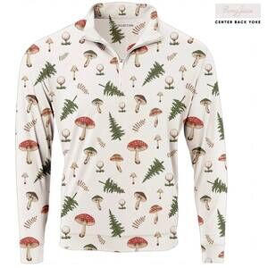 NEW SWINGJUICE men's golf mushrooms quarter zip sweatshirt in ivory